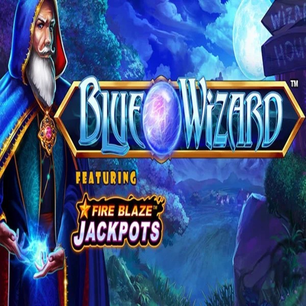 Blue Wizard Fire Blaze Jackpots slot logo by Rarestone Gaming at EuroBet Casino